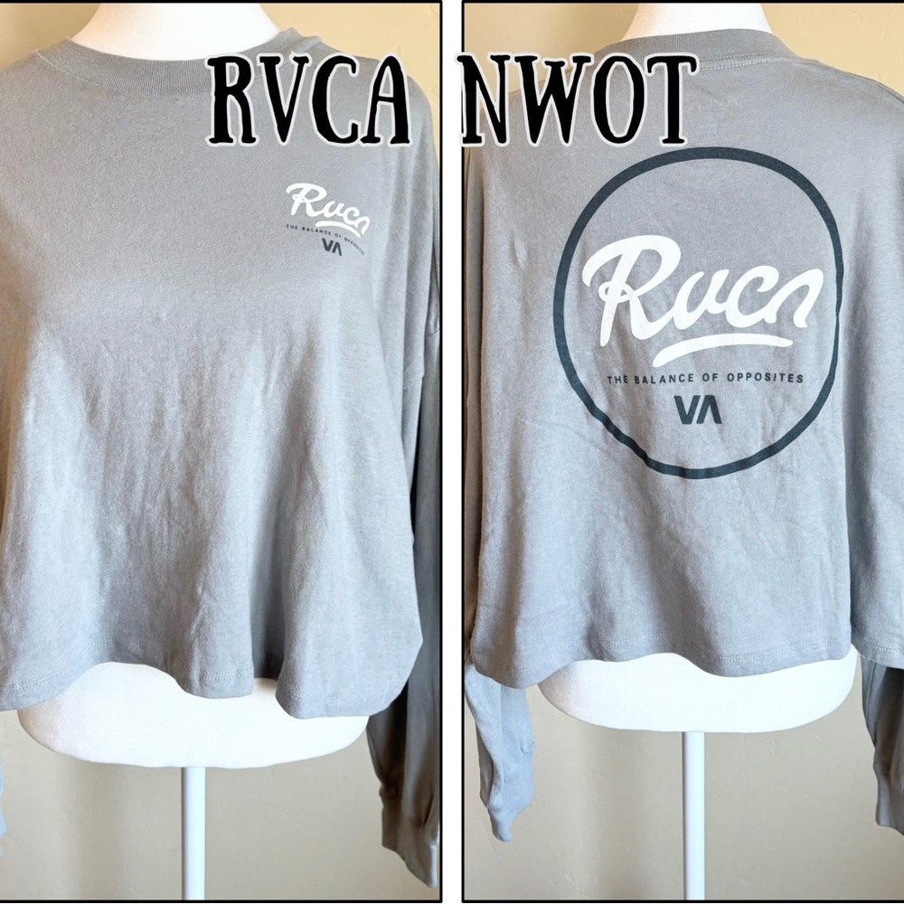 RVCA Logo Women's Gray Long Sleeve Tee Shirt NWOT